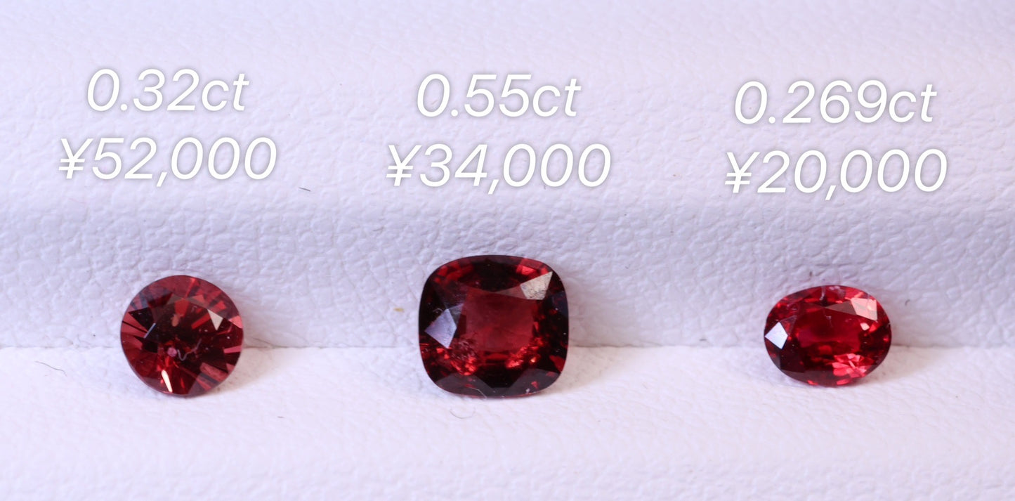 「焔晶」レッドスピネル/0.55ct/クッション/ミャンマー産